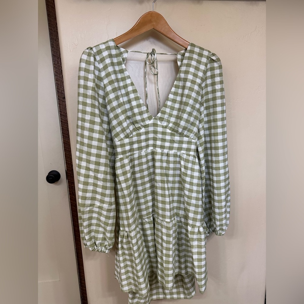 Princess Polly Green and White Gingham Dress